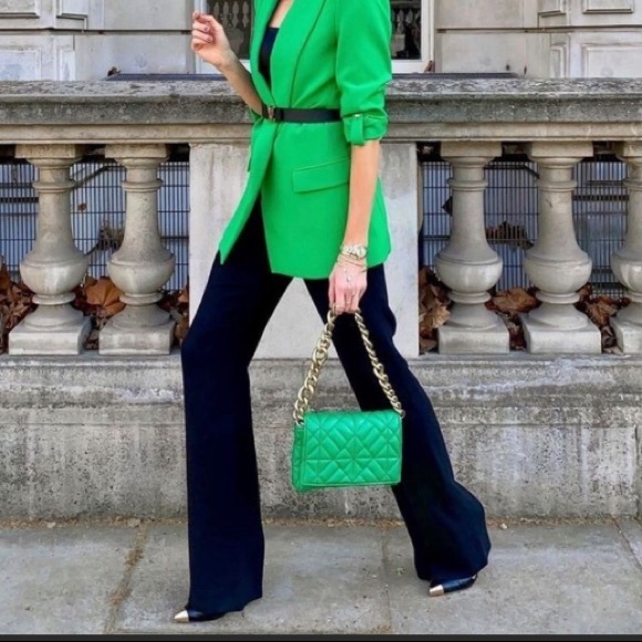 Zara green quilted chain strap bag